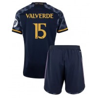 Fotbalové Dres Real Madrid Federico Valverde #15 Dětské Venkovní 2023-24 Krátký Rukáv (+ trenýrky)